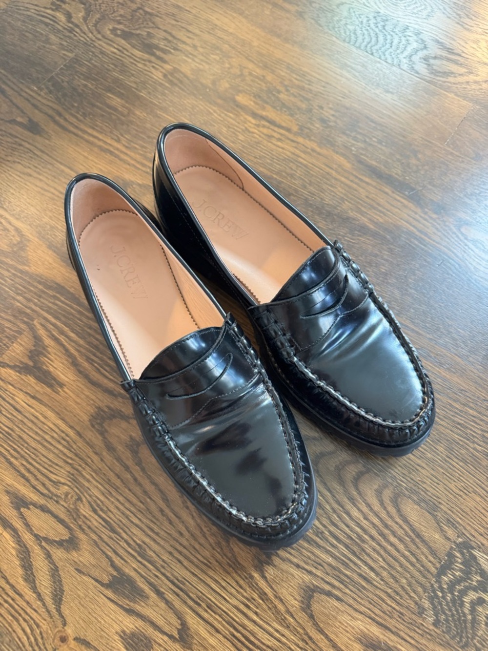 J. Crew Black Leather Penny Loafers